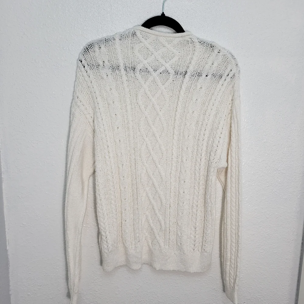 J Crew Factory CF738 Mockneck cable-knit sweater Size S NWT Ivory